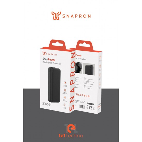 SNAPRON SNP 3002 SİYAH POWERBANK 20.000 mAh. Usb kablo dahil