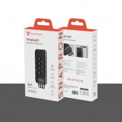 SNAPRON SNP 3003 SİYAH KABLOSUZ VANTUZLU 3 LÜ KABLO ÇIKIŞLI POWERBANK 10.000 mAh. 
